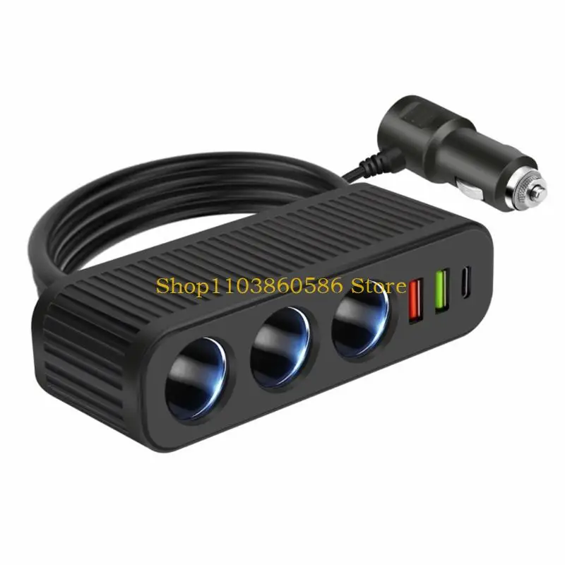 

242A upgrades Car Chargers Adapter with Triple Socket for Multiple Devices Power Supply