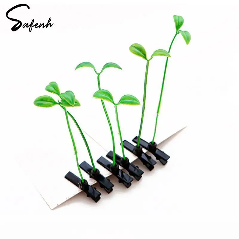 1PC Mini Bean Sprout Hair Grips Kids Sweet Girls Plant Grass Hairpin Printing Hair Clips Claw Kids Hairpins Hair Styling Tool