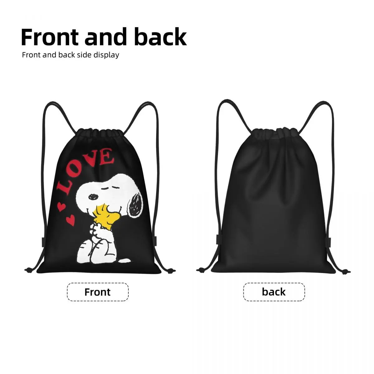 Custom S-Snoopys Love Drawstring Bag Men Women Lightweight Sports Gym Storage Backpack