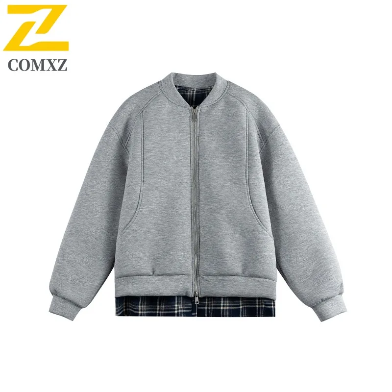 

COMXZ Мужская куртка Модный воротник-стойка Легкие мотоциклетные куртки в американском стиле Уличный стиль Прочное весенне-осеннее пальто