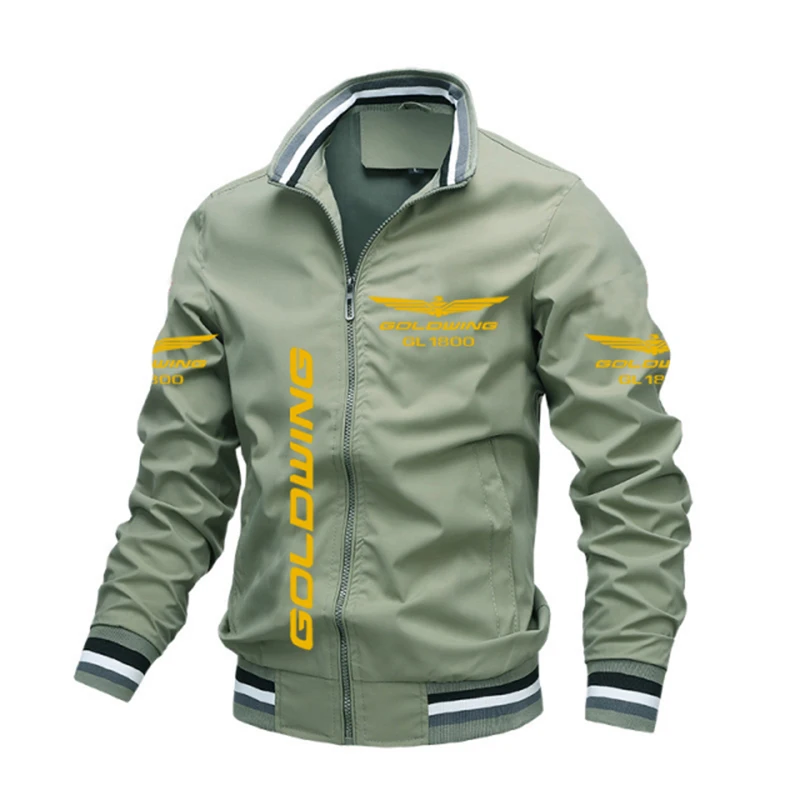 Chaqueta con estampado de ala dorada Honda para hombre y mujer, chaqueta Bomber ajustada para motocicleta, tendencia de moda, nueva