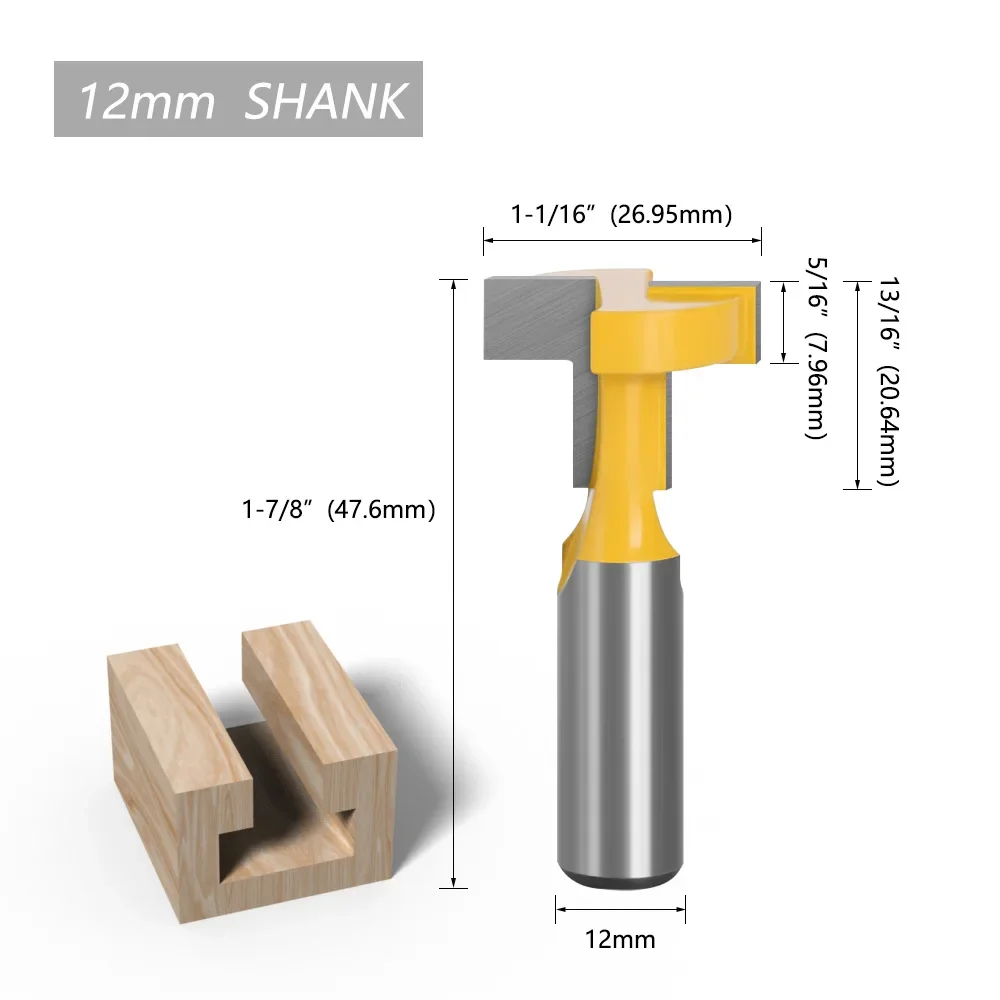 Keyhole Router Bits T-Slot Cutter 8mm 12mm Shank Carbide Alloy For Woodworking Grooving Framing Lockhole Tasks