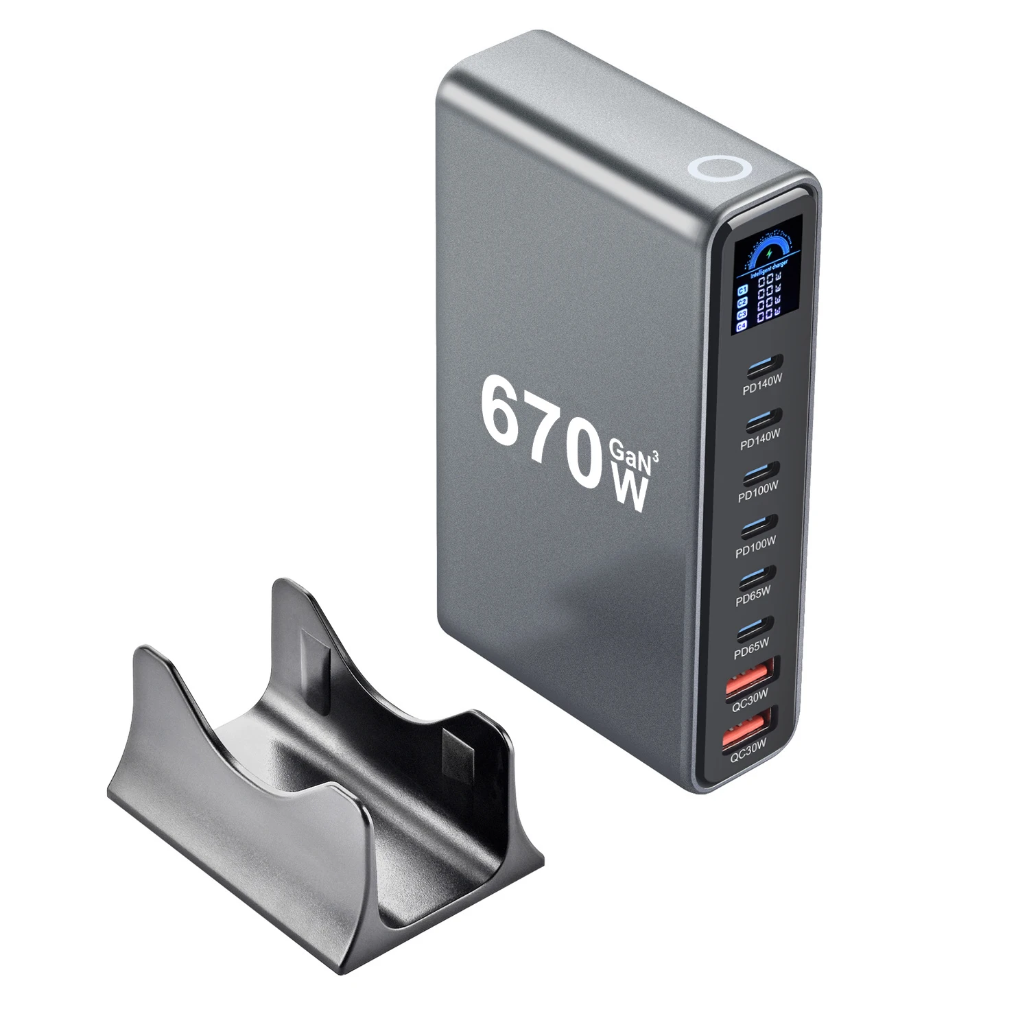 670w-gan-fast-charging-desktop-charger-with-display-140w-usb-c-port-8-port-station-for-phones-and-tablets