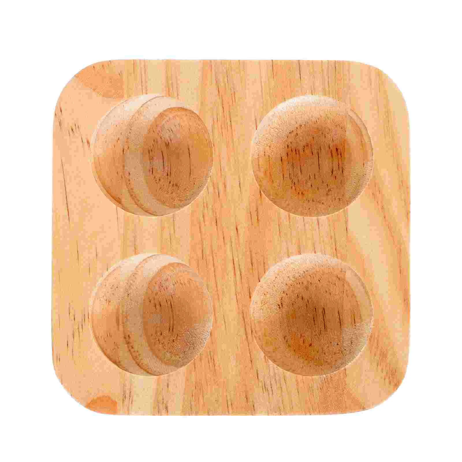 Chicken Egg Holder Deviled Wood Trays Desktop Storage Box White Eggs Cup Tray