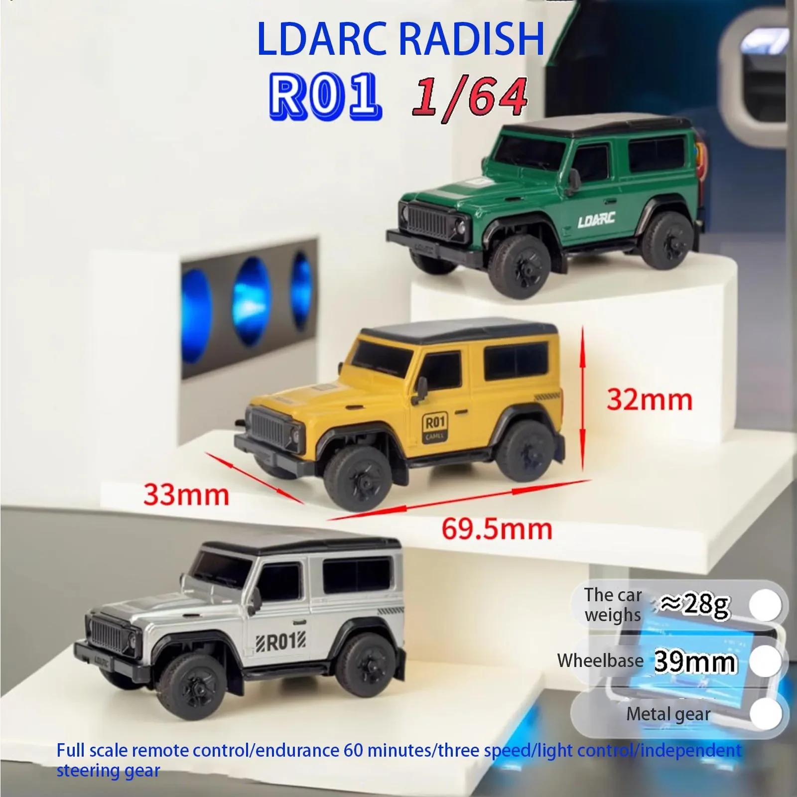 For LDARC R01 1/64 Remote-controlled Climbing Car Mini Simulation 4WD Off-road High Quality Children's Fun Toy Car Model gift