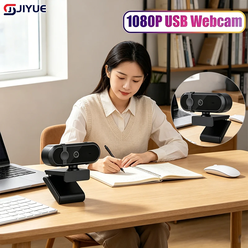 1080P USB Webcam with Privacy Cover Plug Play Laptop Desktop Computer Web Camera for Streaming Conference Online Class