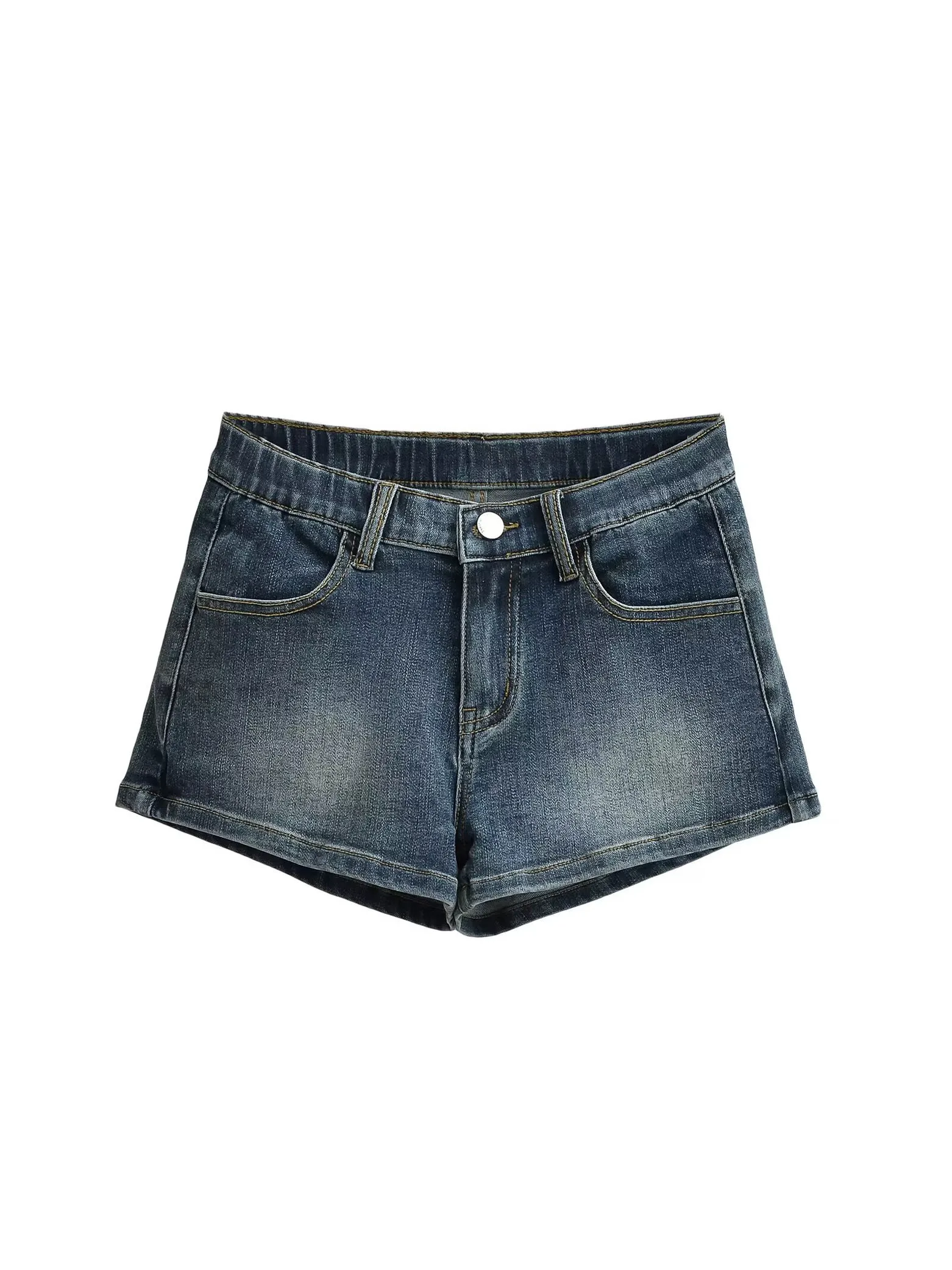Denim Shorts Women's 2024 Summer New High Waisted Elastic Tight Fitting A-line Hot Shorts Sweet Fashion Korean Women K79R