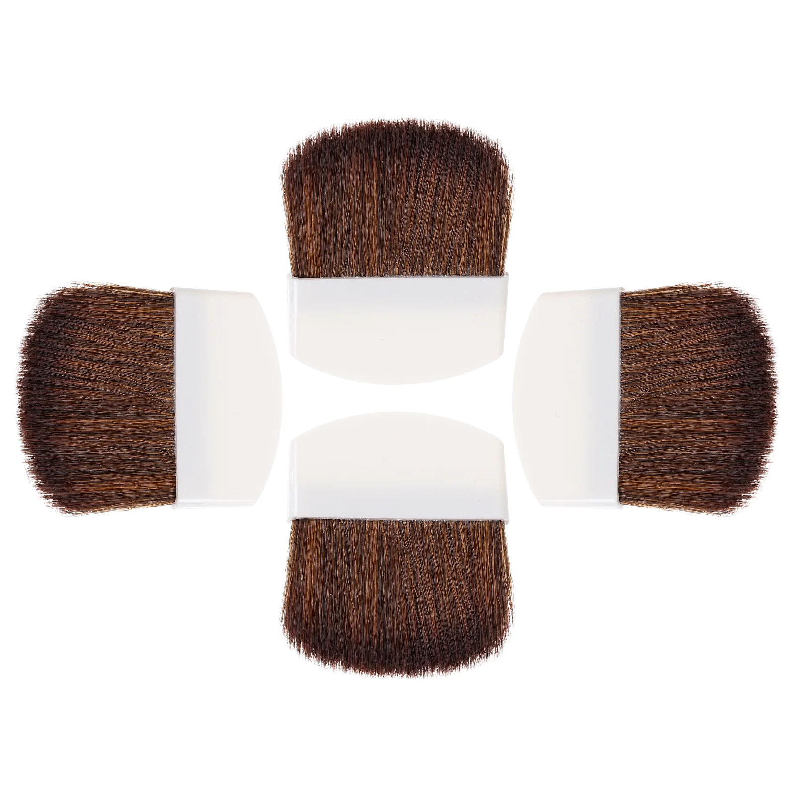 4 Pcs Semi-circular Square Flake Flat Powder Brush Blush Mini Makeup 4pcs (black Handle Brown Hair) Women Miss