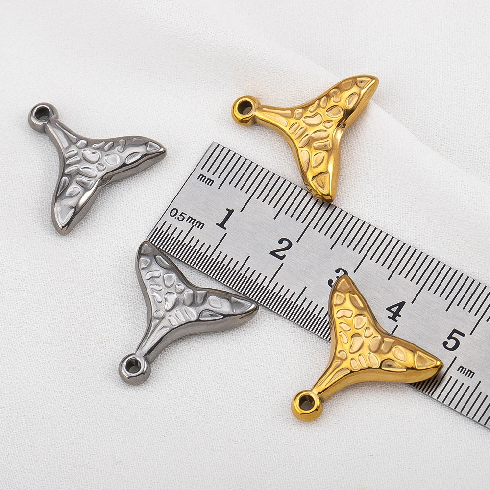 2pcs 304 PVD Plated Stainless Steel Fish Tail Pendant Mermaid Charm DIY Trend Necklace Earring Jewelry Making Keychain Supplies