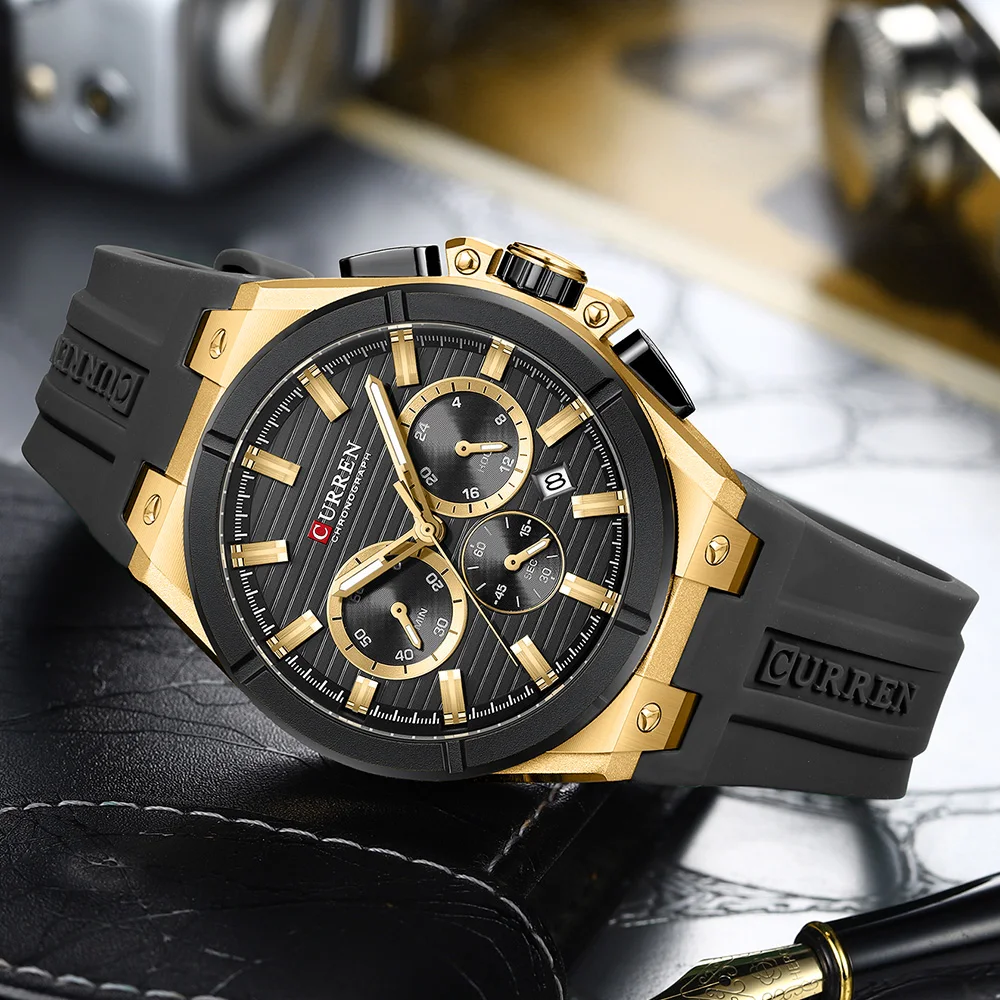 CURREN Fashion Luxury Men Wristwatch Chronograph Date High Quality Quartz Man Watch Waterproof Luminous Military Men's Watches view 3