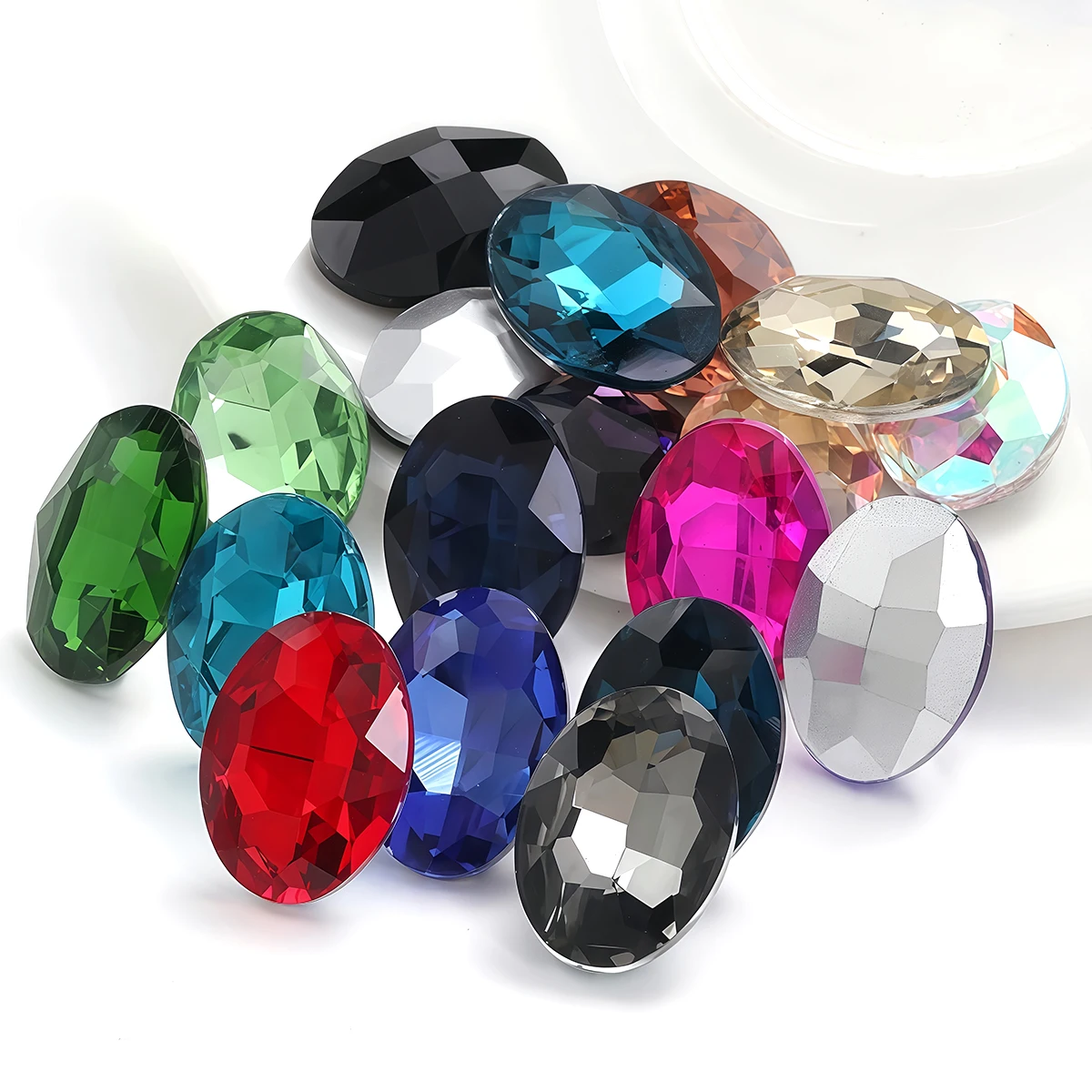Glitzernde ovale Kristall-Strasssteine aus Glas, nicht heißfixierbar, zum Aufkleben für Schmuck, Bastelarbeiten, Kleidung, Taschen, Schuhe, 3D-Nagelkunst-Dekoration – Detail 7