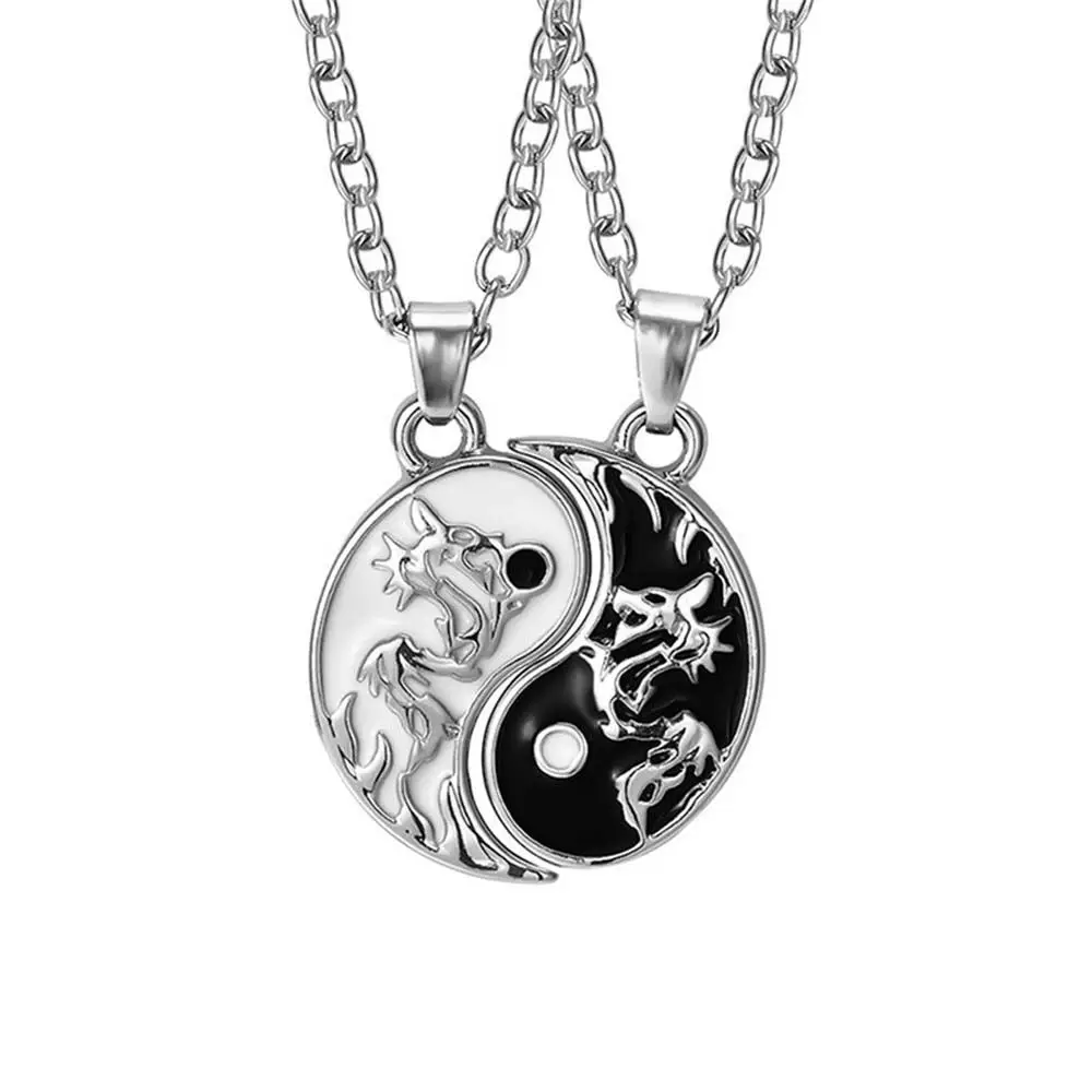 Unisex Lovers Friendship Jewelry Accessories Valentine's Gift Couple Pendant Clavicle Necklace Pendant Choker Tai Chi Necklace