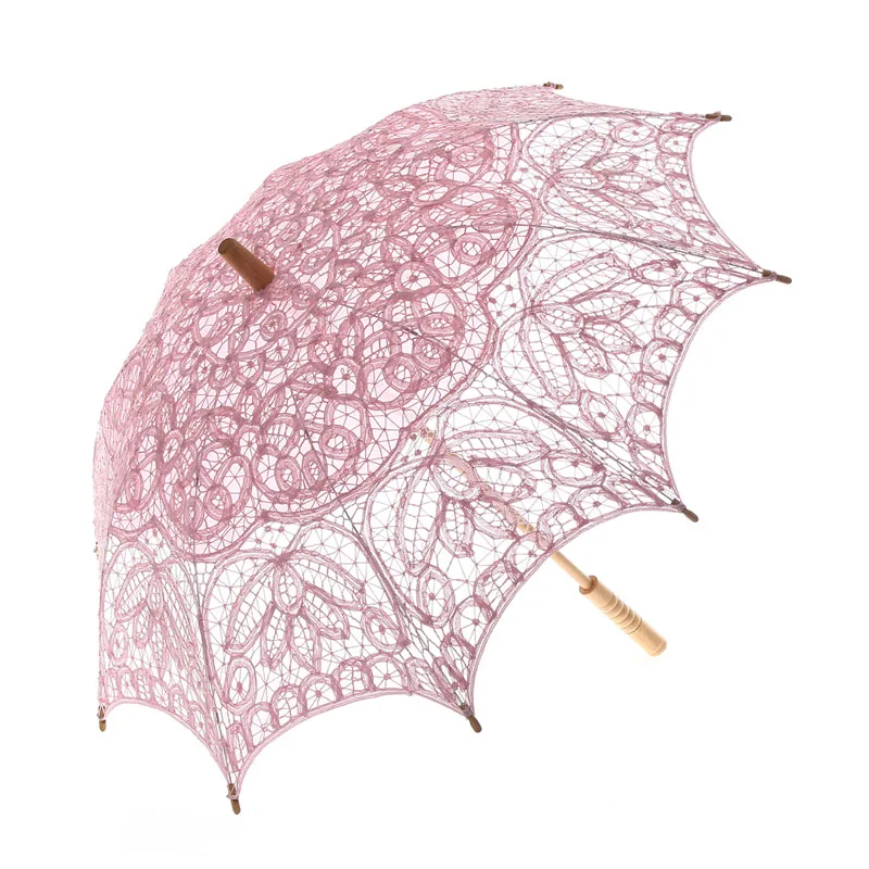 Handmade Pink Lace Parasol Vintage Bridal Umbrella Parasol Wedding Bfor Decoration Photo Lady Costume 1920s Party