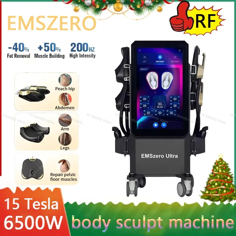 15 Tesla Professional EMSzero Pro 6500W 200HZ RF Body Shaping Slimming Weight lose Burns fat Muscle Enhancement massage Machine