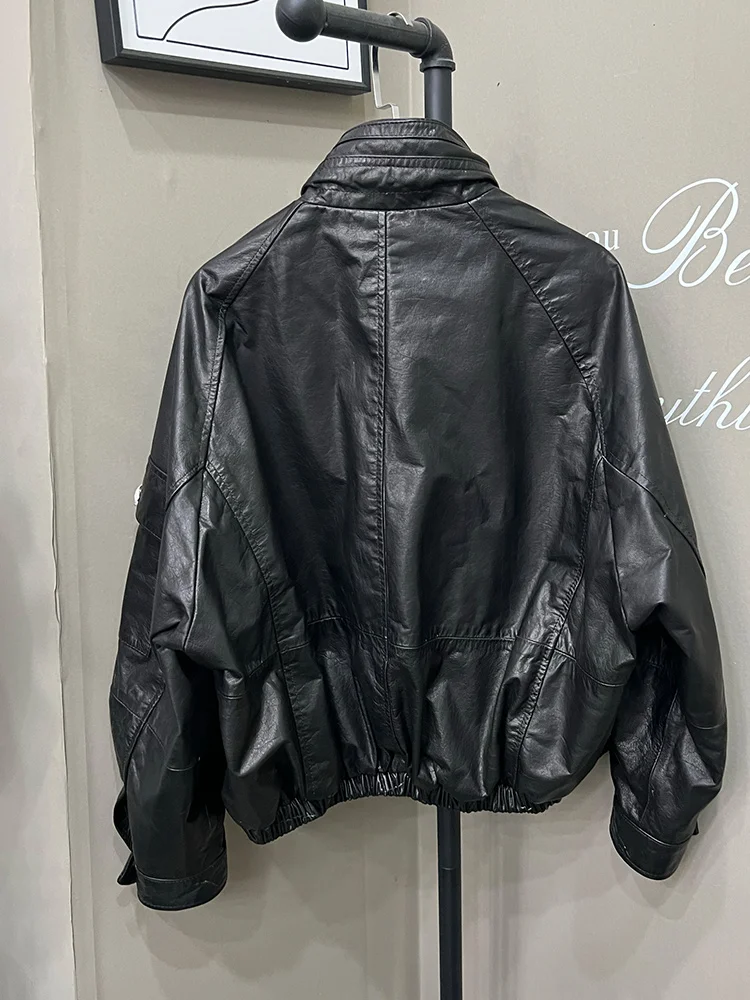 جديد أزياء السيدات حقيقية حقيقية جلد البقر سترة المرأة الجلد الحقيقي منفذها معطف جلد القماش أبلى