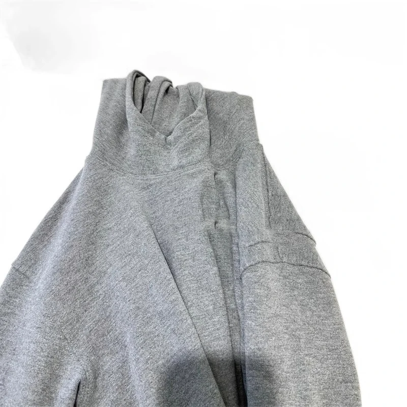 ผู้หญิงกํามะหยี่เยอรมันHooded Sweatshirtสีเทาสองด้านคอยาวแขนยาวฤดูใบไม้ร่วงฤดูหนาวสบายๆStreetwear Top