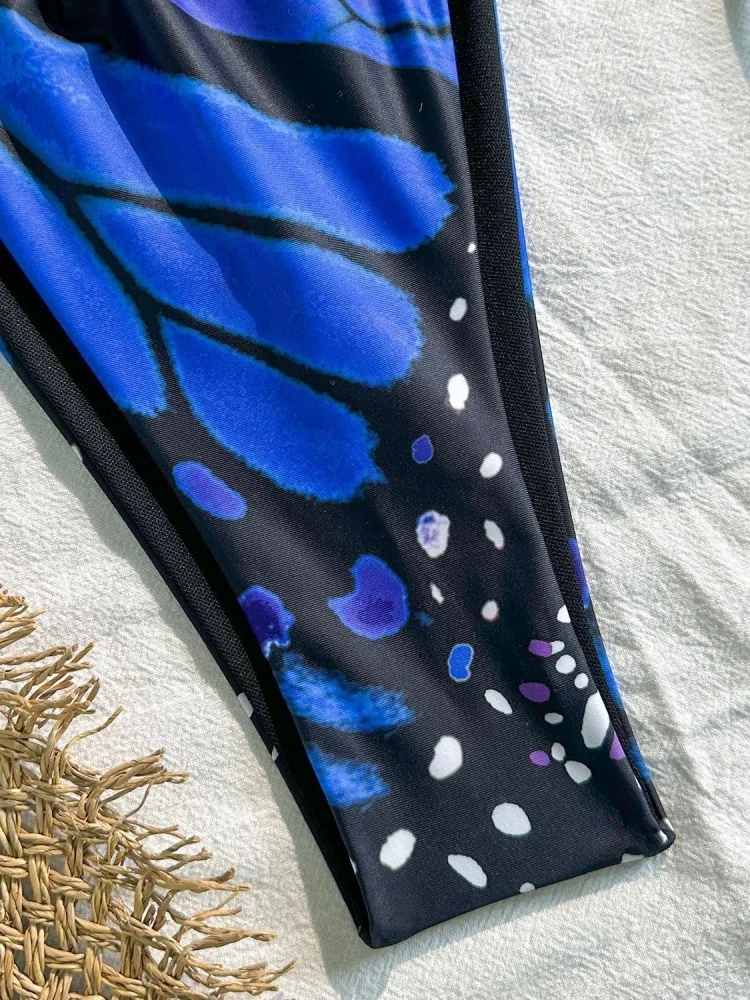 Biquíni feminino maiô 2026 novo padrão de borboleta halter biquinis conjunto sexy rendas até banho verão beach wear maiô feminino