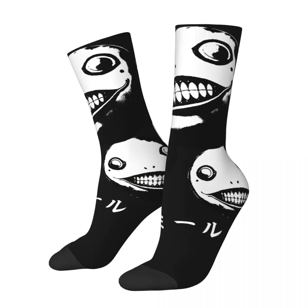 Funny Happy Emil Heads Men's Socks Retro Harajuku Nier Popola Game Hip Hop Novelty Seamless Crew Crazy Sock Gift Printed