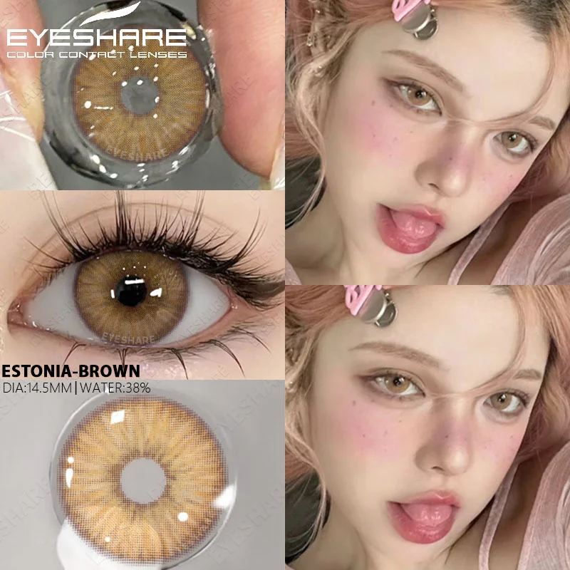EYESHARE Colored Contact Lenses for Eyes Gray Pupils Lens Fashion Blue Eye Contacts Green Lenses Brown Lenses Yearly 2pcs/pair