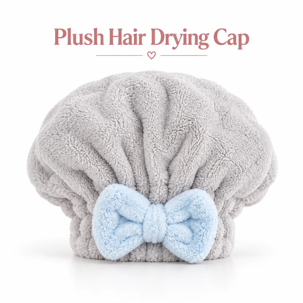 Plush Hair Drying Cap for Women Kids Quick Dry Microfiber Towel Cap Soft Absorbent Bow Hair Wrap Bath Shower Hair Care Hat