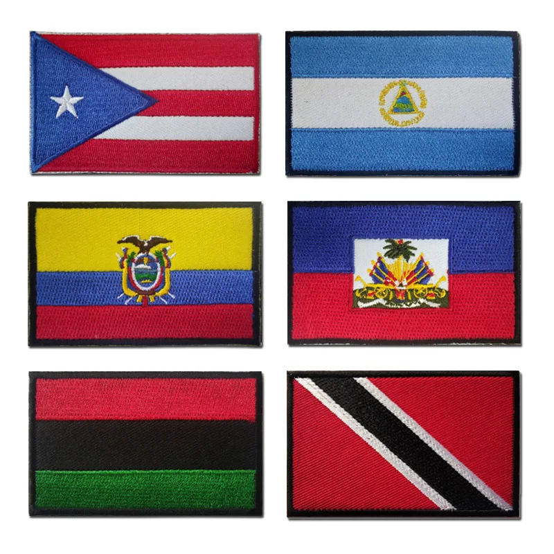 America Flag Patch Military Puerto Rico Ecuador Nicaragua Haiti Flag Armband Hook and Loop Backpack Badge Tactical Patches