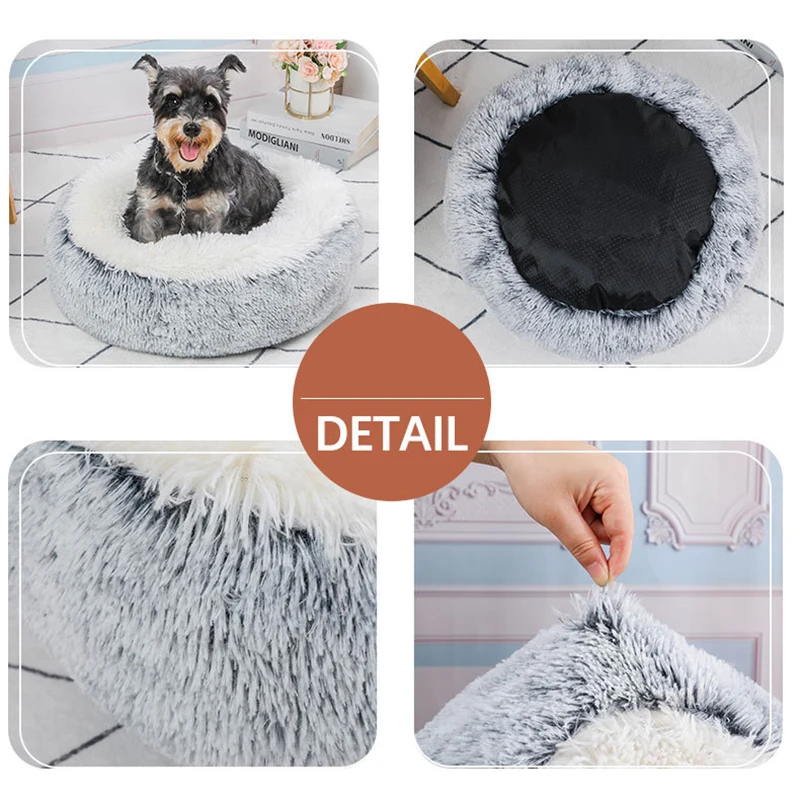 Super Soft Plush Cat Bed Katzen Nest Winter Warm Mat Dog Cushion Round Washable Cat Sleeping Bed Puppy Dog Kennel Pet Products