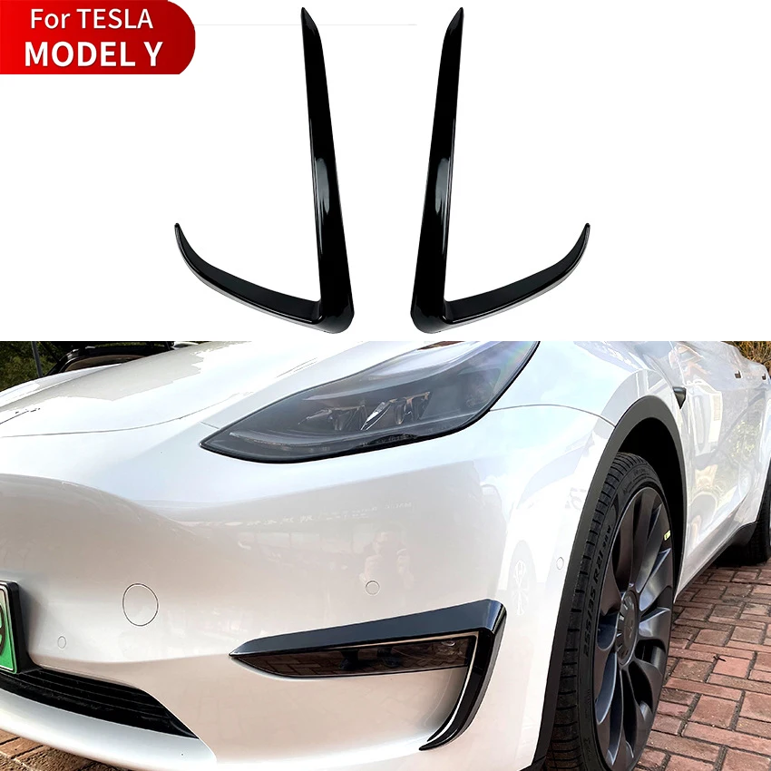 Front Fog Light Trim Cover Fog Lamp Frame Blade Trim Eyebrow Spoiler for Tesla Model Y 2020 2021 2022 2023 2024
