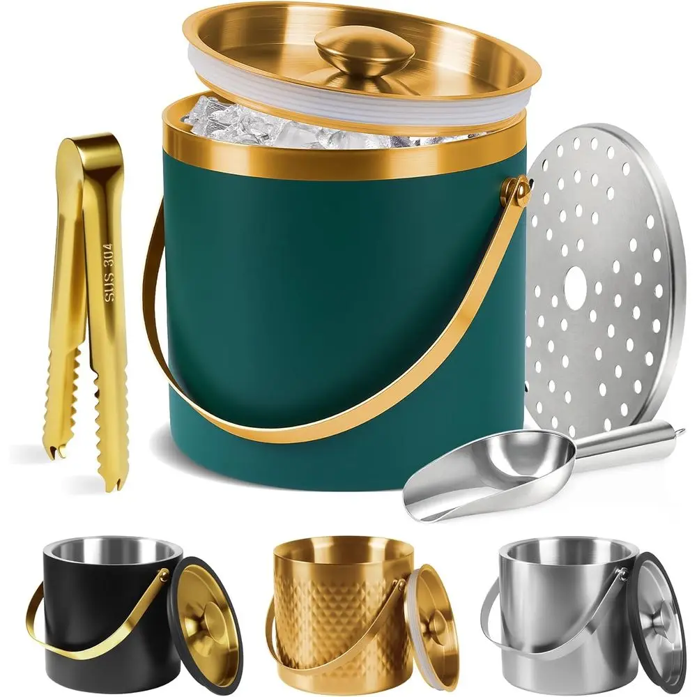 

Ведро для льда, ведро для льда с силиконовым уплотнительным кольцом, вакуумная изоляция с двойными стенками, ведра для шампанского с шаром ilter, щипцы для льда