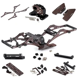 H3 1/10 LCG Chassis Kit, 9 in 1 Gloss Carbon Fiber LCG Frame with Gearbox Cab Hinge for 1/10 RC Crawler Cheater Rigs SCX10 Capra