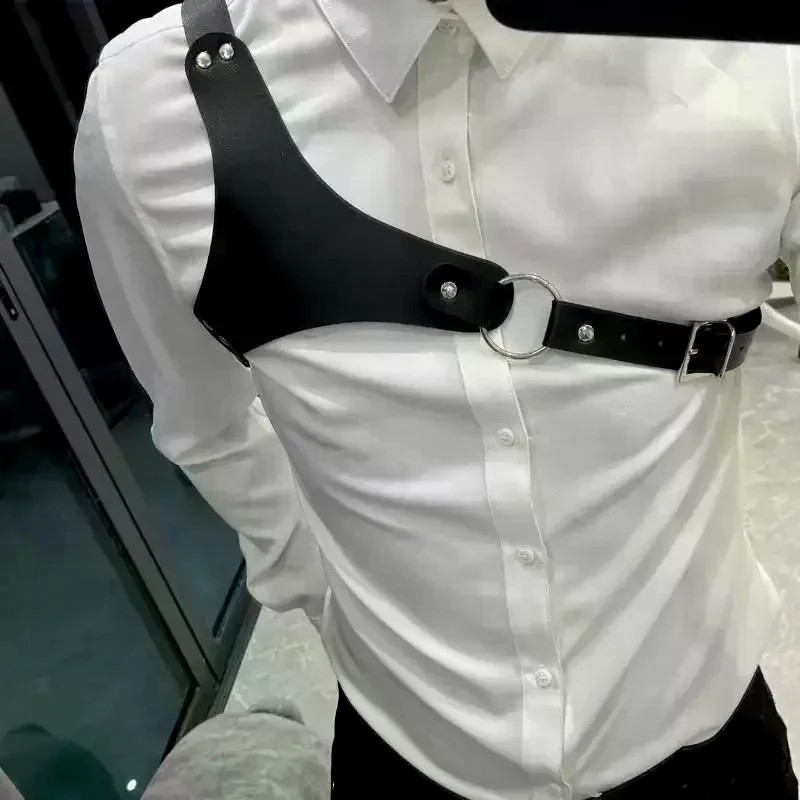 Fashion Men Leather Chest Harness Belt Lingerie Adjustable Leather Body Bondage Strap Punk Club Costume Clothing Accessories