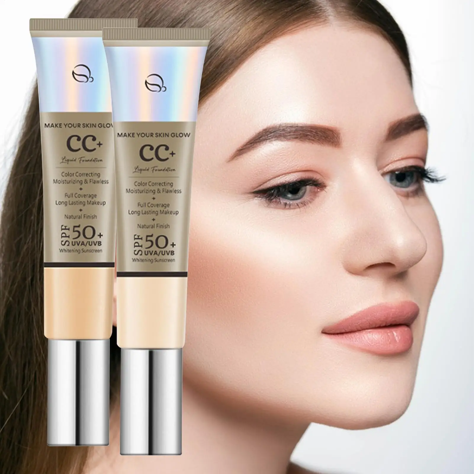CC Cream Foundation FPS 50 Protetor Solar Base Corretivo Leve Hidratante Brightening Foundation Base Facial Maquiagem