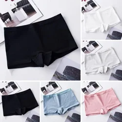 Bóxer de cintura media para mujer, ropa interior de alta elasticidad, pantalones cortos de seguridad, Color sólido, talla grande, bragas acogedoras