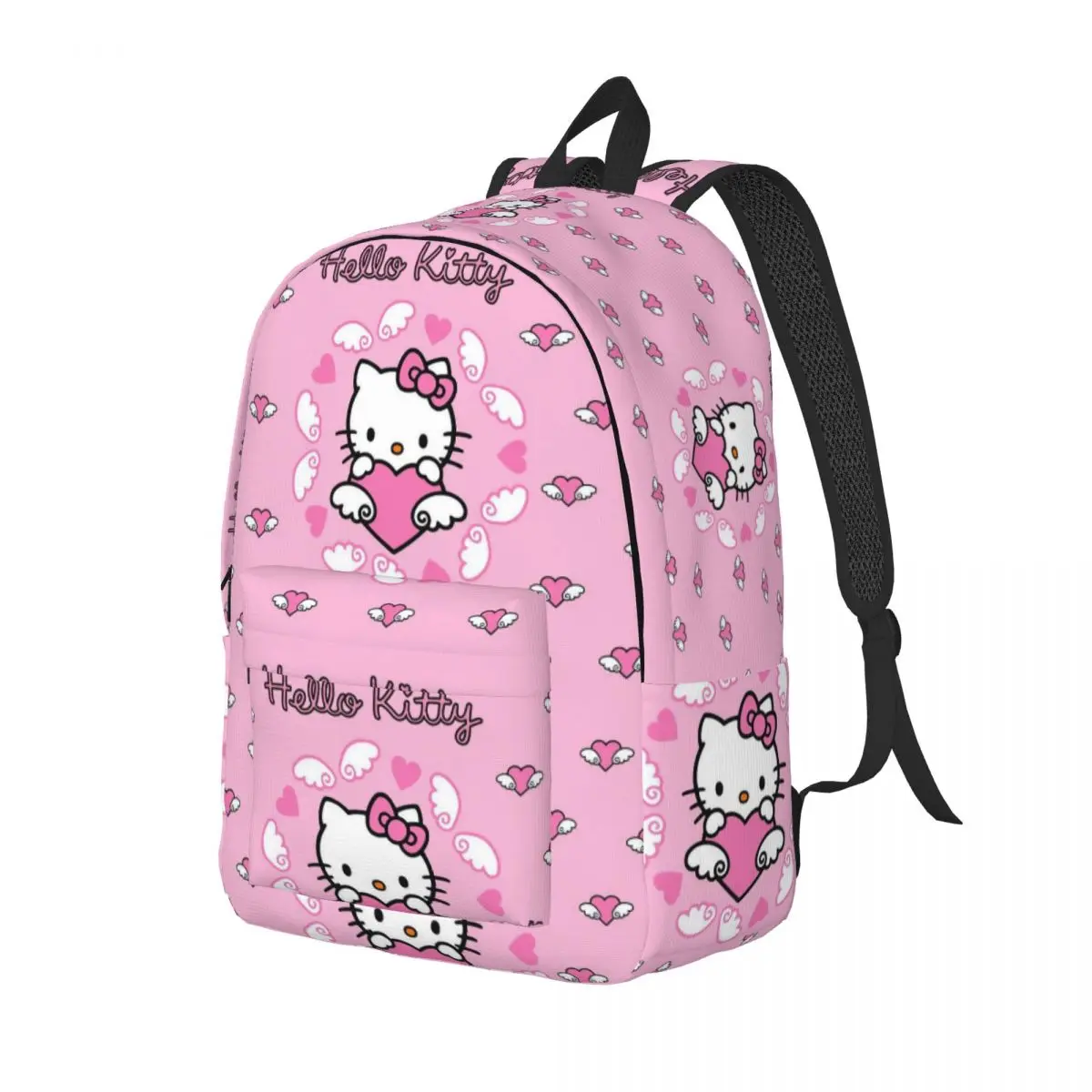 Mochila Kawaii Sanrio HelloKitty para hombre y mujer, morral informal de lona para ordenador portátil, senderismo, viaje, deportes