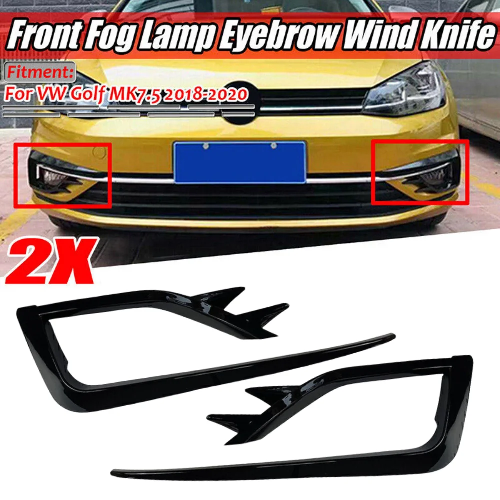 Front Bumper Fog Light Grille Cover Trim Wind Knife Razor Style Canards Custom Kit For Volkswagen Golf 7.5 MK7.5 2017-2020