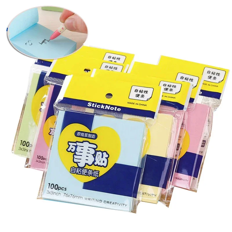 100 Sheets Color Post-it Notes Sticky Notes Pads Posits Stickers Posted It Memo Notepad School Office Student Message Stickers