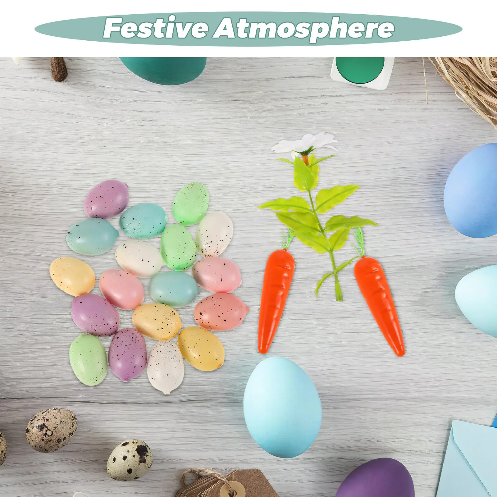 1Set Easter Egg Carrot Decoration Set Foam Lightweight Safe Festive Atmosphere DIY Craft Holiday Table Mantel Basket Stuffer