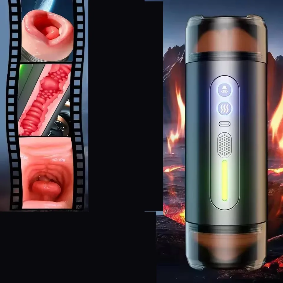 Automatic Male Masturbator Airplane Cup Sexy Oral Mouth Vagina Two Penetration Pocket Pussy Blowjob Sex Toys for Man Adult Goods
