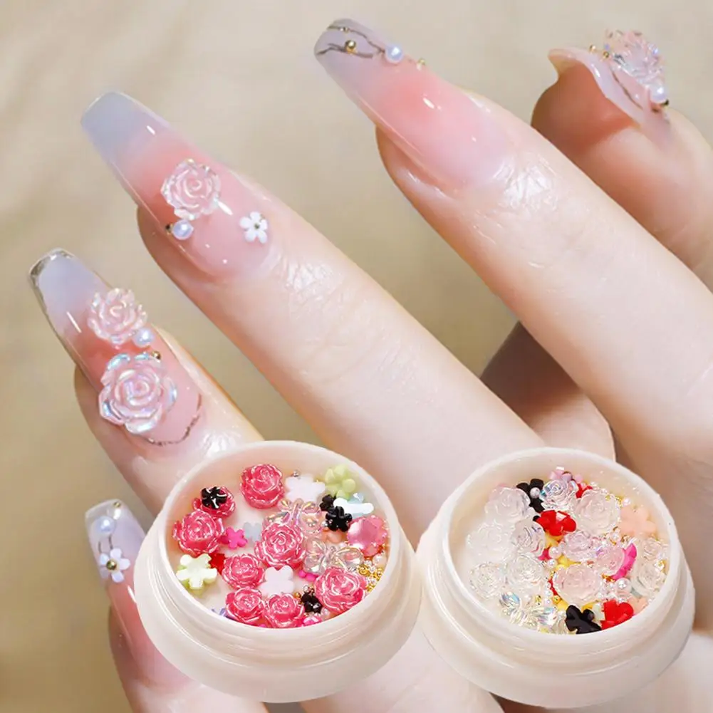 1 Box Petal Nail Decor Creative Mixed Size Easy to Apply DIY Resin 3D Camellia Style Petal Nail Charm Phone Case Decor