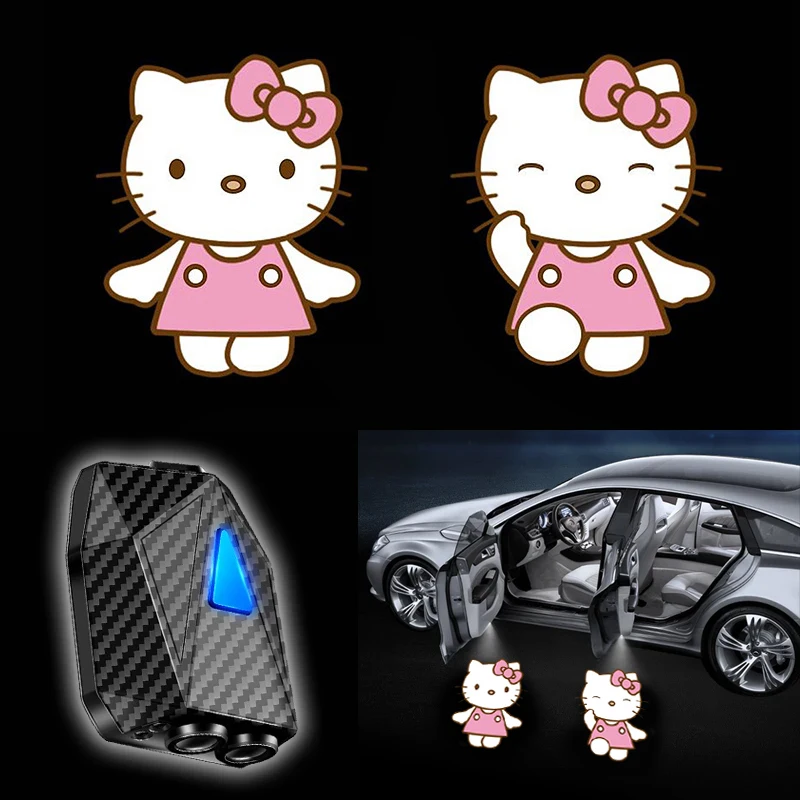 

Милый Hello Kitty беспроводной светодиодный дверной лазерный проектор с логотипом аниме теневые огни для Bmw для A-udi Obd2, автомобильные аксессуары