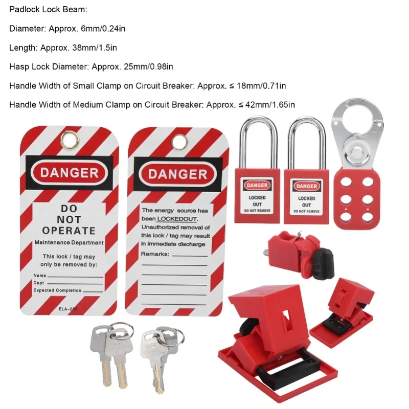 

Safety Lockout Tagout Kit Lockset Fitting Tools Multifunctional Portable With Pocket Bag