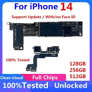 Bilashmart Fully Tested Mainboard iPhone 14 Unlocked Motherboard With Face ID Clean iCloud Physics SIM Version ESIM US Version Placa