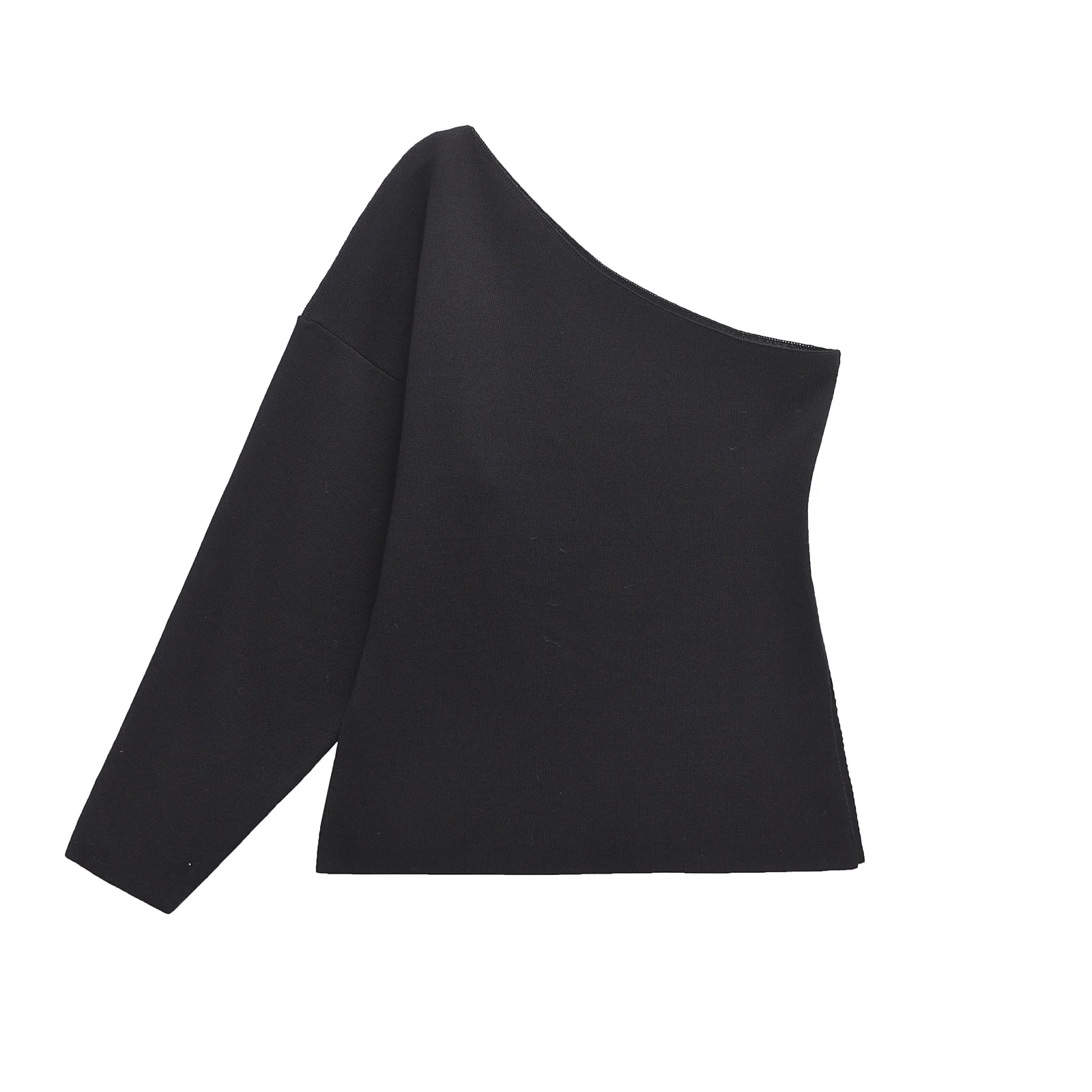 

ZAR Autumn New Women's Faion Casual Asymmetric Knitted Top Street Sle Long Sve Polyester Fiber Versatile Matching