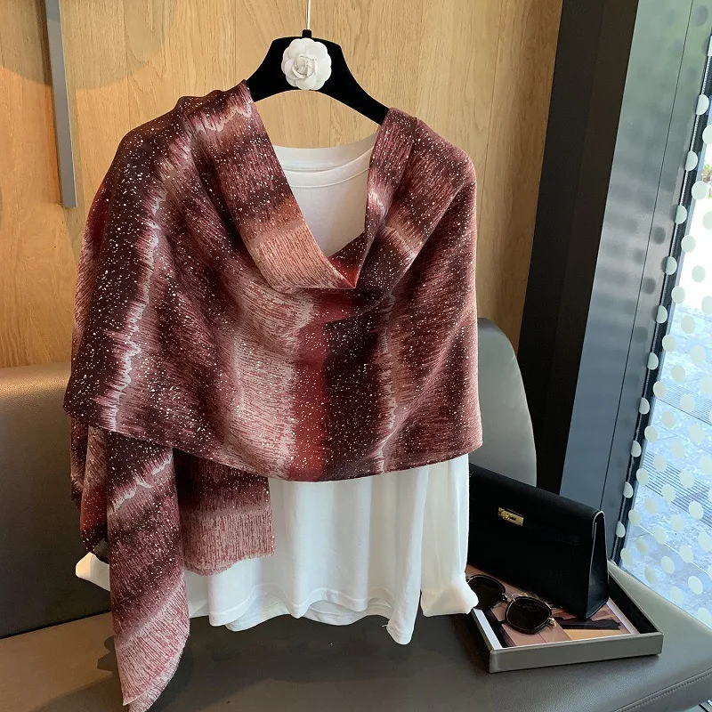 

Lurex Glitter Ombre Tie Dyed Fringe Shimmer Viscose Scarf Cotton Shawls Women Perfect for Travel Casual Muslim Hijab 180*90Cm