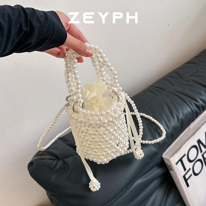 

Zeyph Fashionable Bud Edge Design Medium Size Delicate Pearl Ladies Handbag Dinner Bag Pearl Bag Crossbody Bag