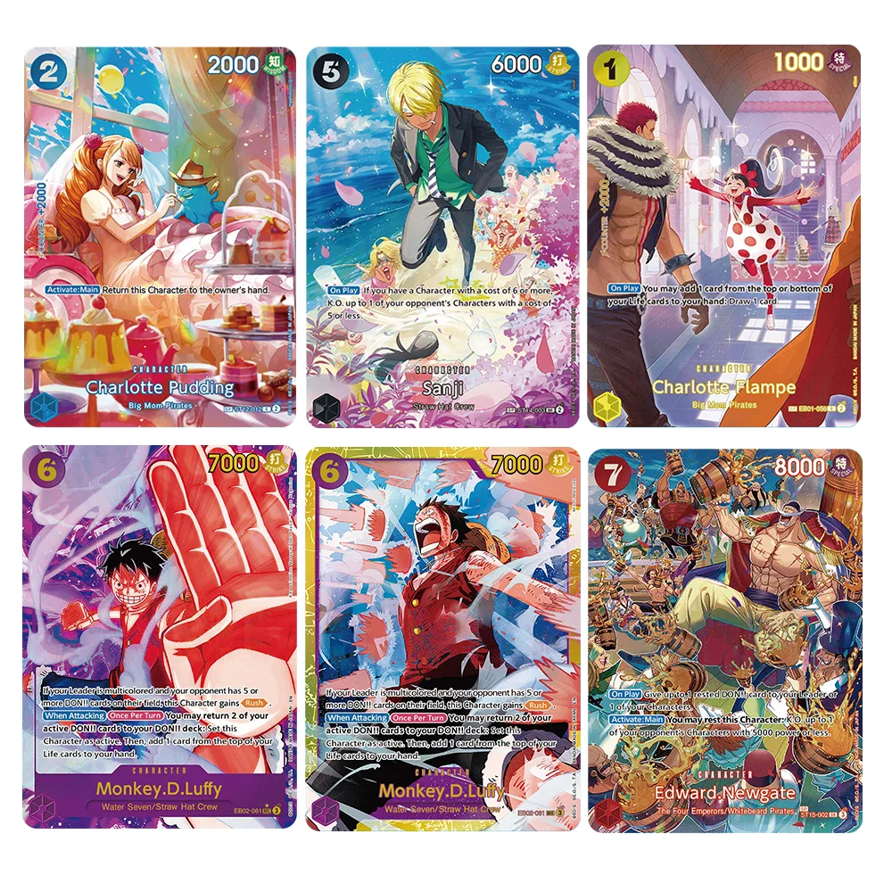 

Anime One Piece OPCG CHARACTER English Version Carlotte Flampe Carlotte Pudding Sanji Luffy Collection Proxy Cards Toy Gifts
