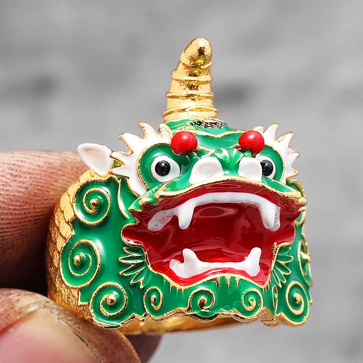 Unique Chinese Lion Dance Stainless Steel Mens Rings Punk Trendy Cool for Male Boyfriend Biker Jewelry Creativity Gift Wholesale