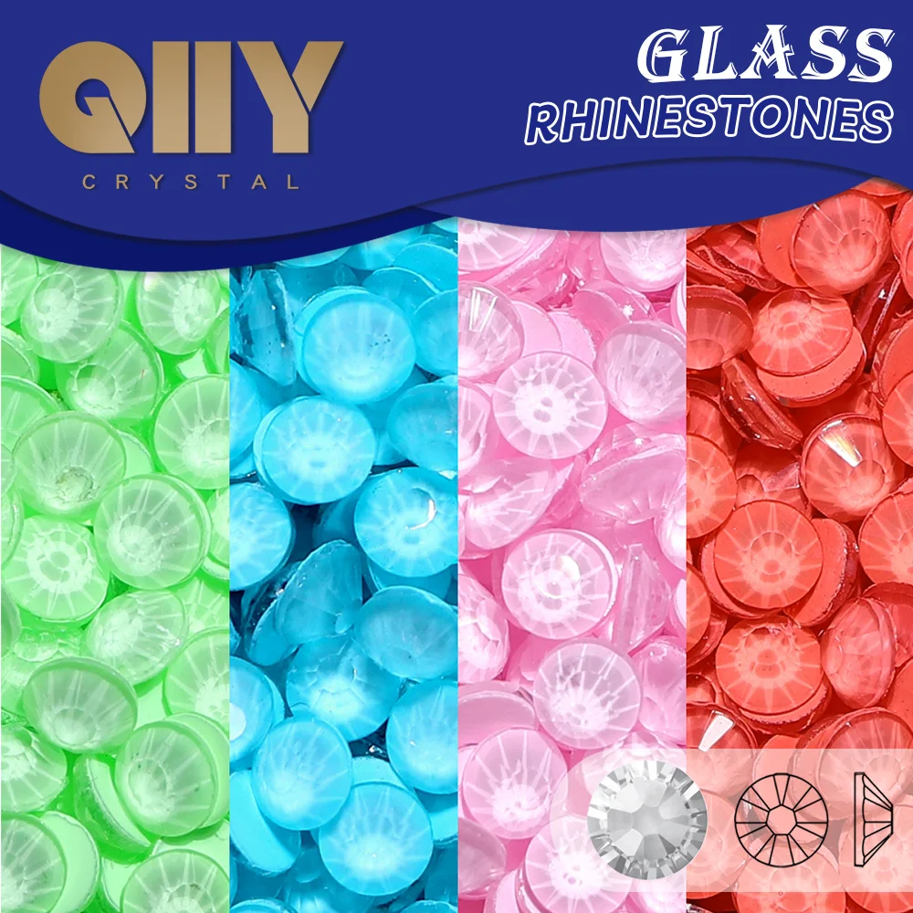 SS6-SS30 Macaron Neon Glass Rhinestones Multi Size High Quality Flatbase Crystal Diamond For Nail Art Crafts DIY Decoration