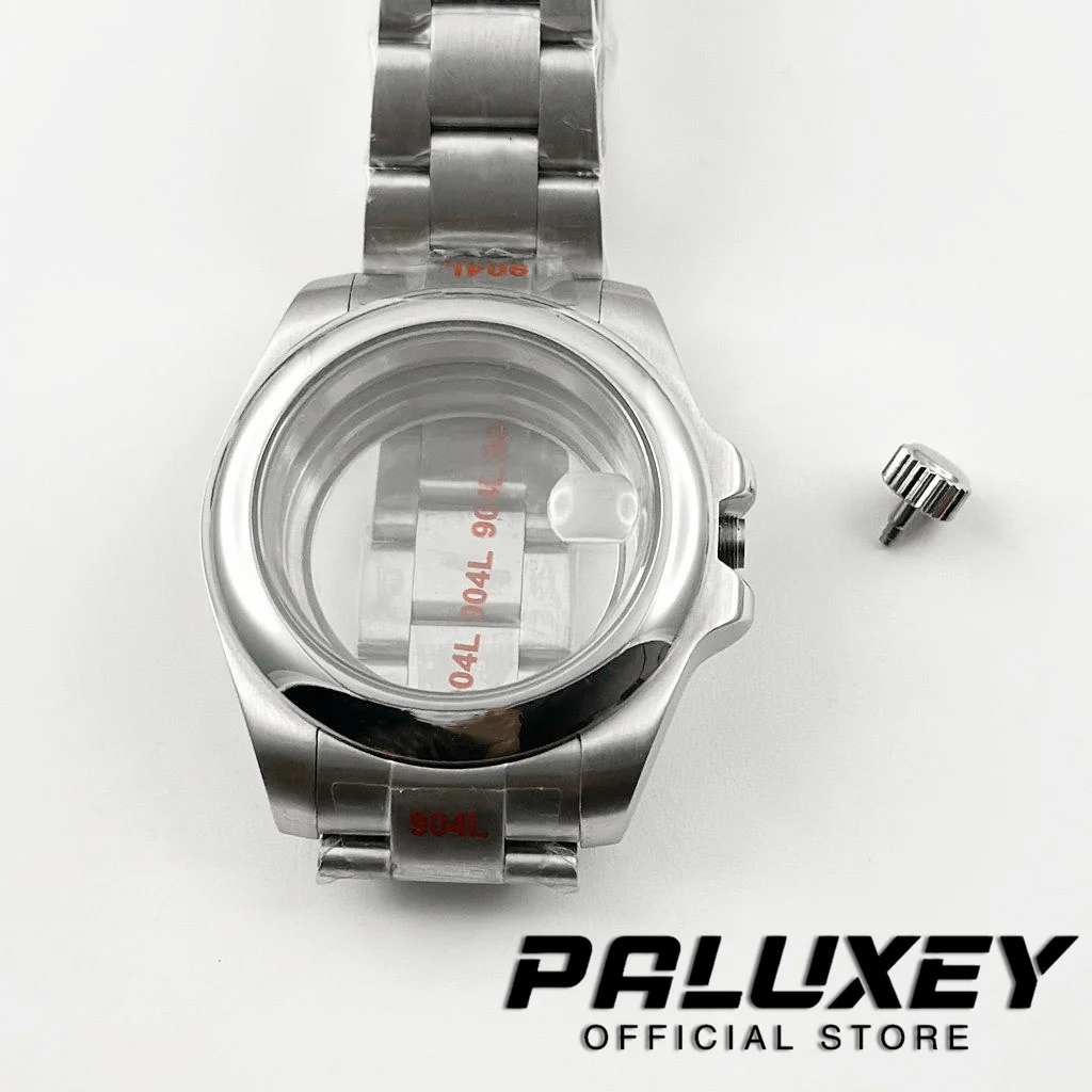 40mm Waterproof Smooth Bezel Sapphire Crystal Brushed Watch Case Oyster Strap Fit NH34 NH35 NH36 NH38 ETA 2824 PT5000 Movement