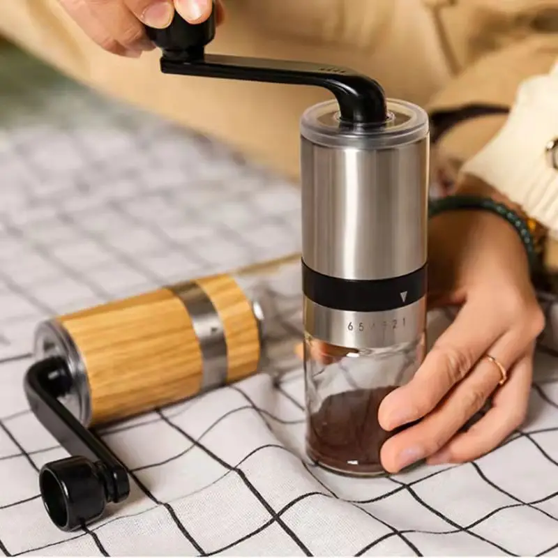 

Portable Manual Coffee Grinder Hand Coffee Mill with Ceramic Burrs Adjustable Settings Hand Crank Tools Coffee Tools