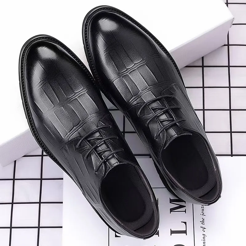 Business formal leather shoes men's shoes summer breathable youth Korean version British casual men's shoes